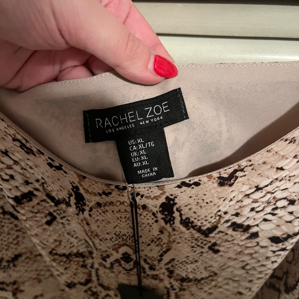 NWT Rachel Zoe Snake Print Cami Top Lace Trim - Picture 4 of 4
